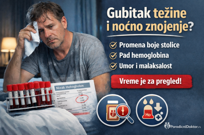 Gubitak težine i noćno znojenje: šta znači pad hemoglobina i kada na pregled